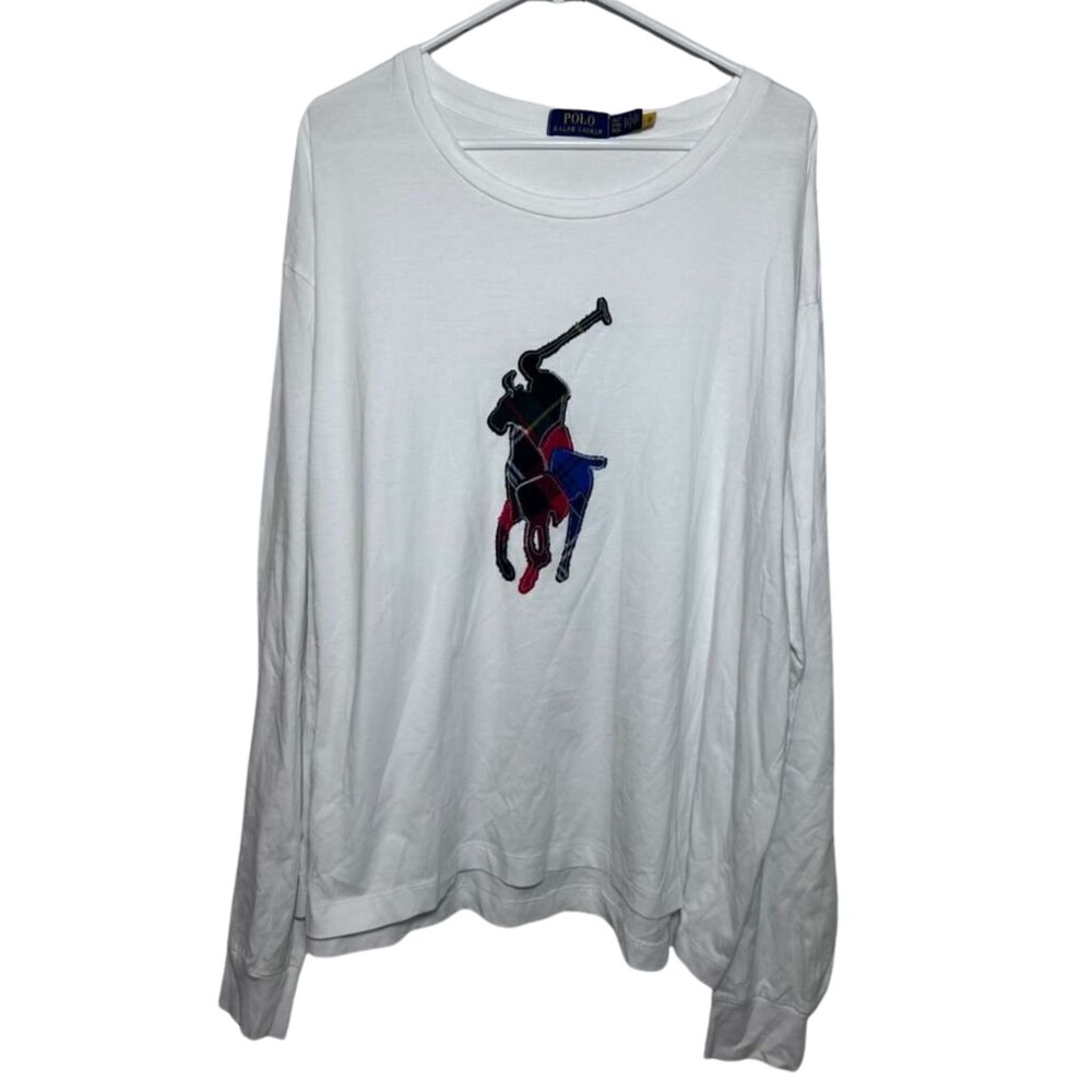 Polo Ralph Lauren Tartan Big Pony Shirt Men's 2XLT White Long Sleeve